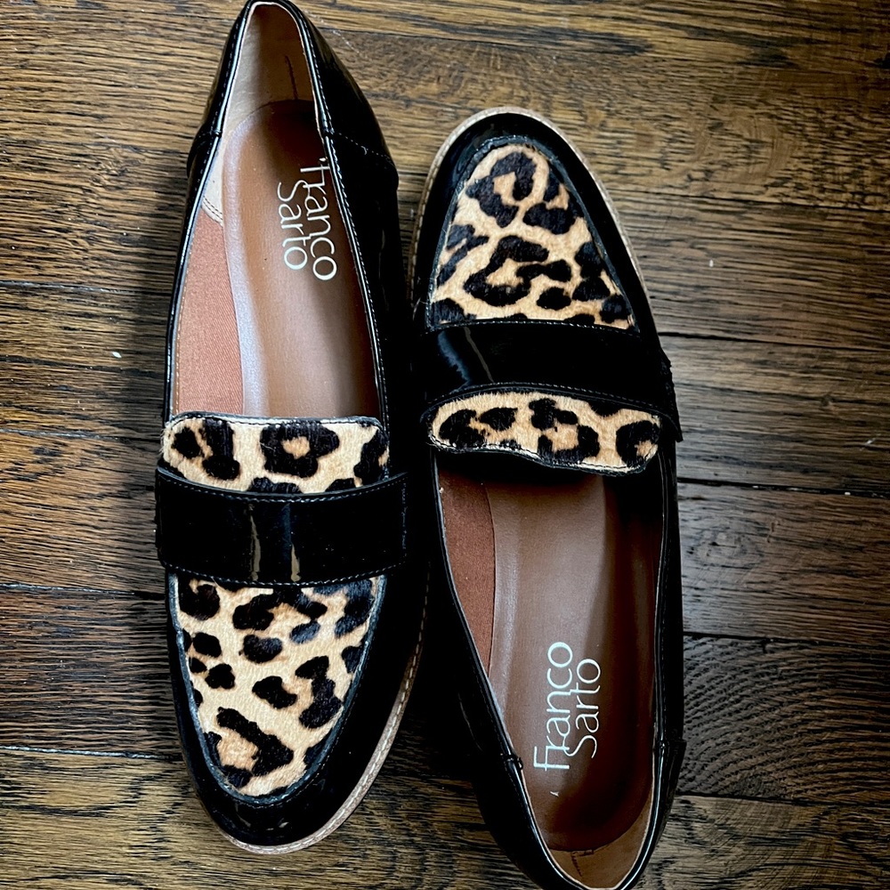 Franco Sarto Black Cheetah loafers